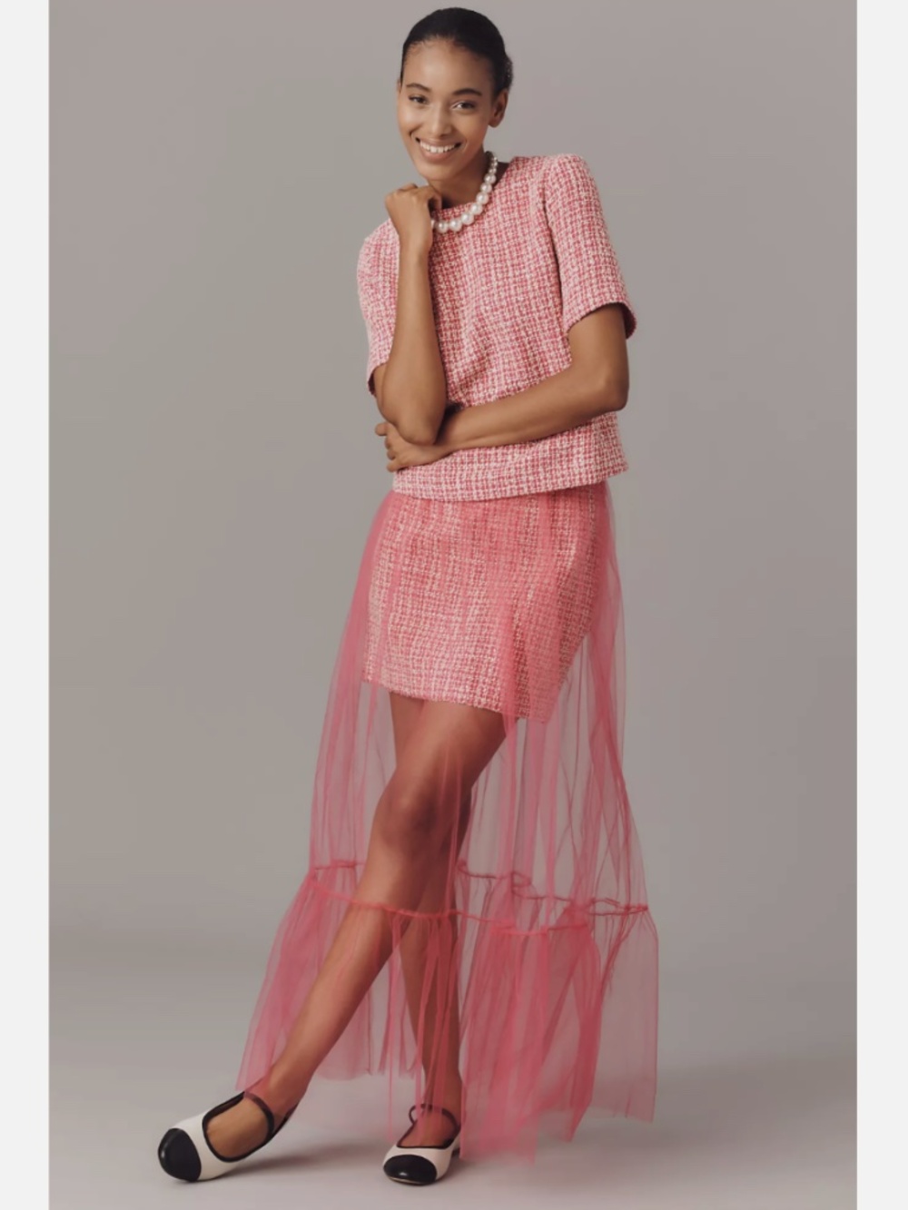 NWT BY ANTHROPOLOGIE TULLE OVERLAY TWEED SKIRT